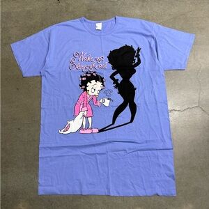 Vintage Y2K Betty Boop Sleepyhead Sleep Lavender Long T-Shirt Adult OS Deadstock